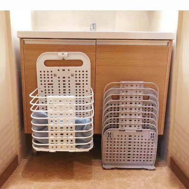 Dirty clothes basket foldable household bathroom dirty clothes basket storage basket powder room changing clothes bucket wall hanging