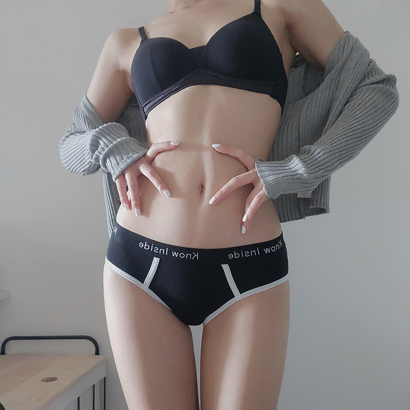 Fashionable wide-edge BF wind sports briefs female pure cotton breathable low waist sexy triangle shorts girl student trousers