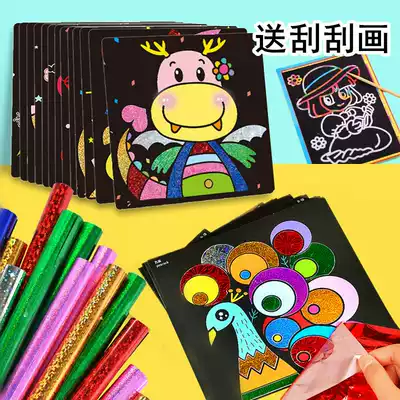 Children's handmade DIY production material package spotted color magical colorful magic art sticker painting transfer sticker toy