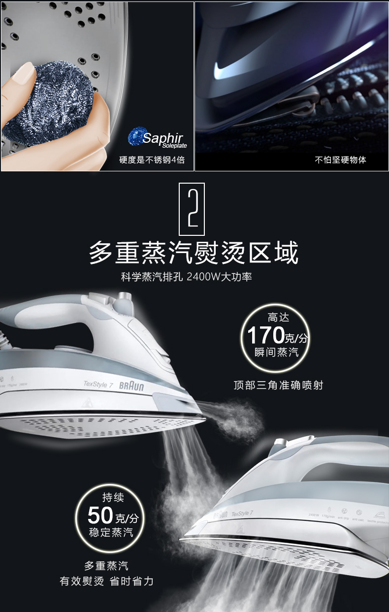 bàn là panasonic Bàn ủi hơi nước gia đình Braun TS775TP Bàn ủi điện cầm tay 	bàn ủi cầm tay xiaomi