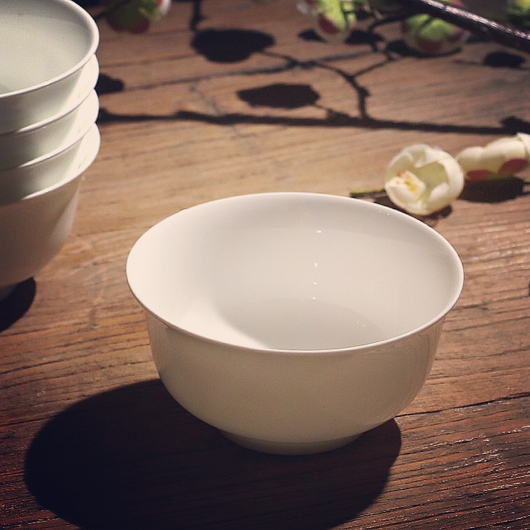 4 5 Inch Bone China Rice Bowl High Foot White Chinese Style Microwave Oven Bowl Home Eating Ceramic Bowl Cutlery