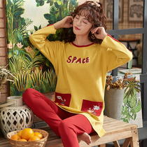 New pajamas womens autumn pure cotton long-sleeved spring Korean version of sweet and fresh student cotton home service suit
