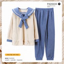 Pajamas Woman Autumn Winter Coral Suede Long Sleeve Home Clothing Flange Suede Thickened Winter Big Code Plus Suede Warm Suit