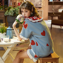 New spring and summer pure lapel cotton pajamas short-sleeved shorts sweet girl home clothes thin section can be worn outside suit