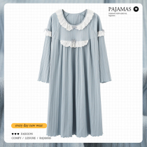 Sleeping dress Women 2021 New spring and autumn models pure cotton long sleeves Long sleeves Cute Cartoon With Chest Cushion Sleeping Clothing Mesh Red Flowers