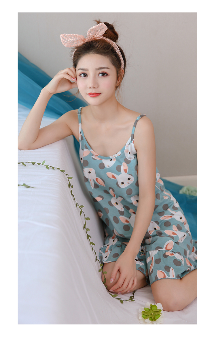 New sexy đồ ngủ phụ nữ Xiahe ren sling cotton nightdress nữ ngọt ngào dễ thương váy ngắn mùa xuân giản dị dịch vụ nhà