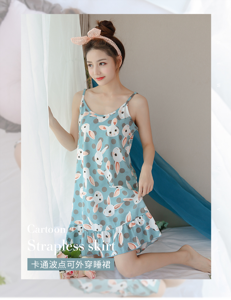 New sexy đồ ngủ phụ nữ Xiahe ren sling cotton nightdress nữ ngọt ngào dễ thương váy ngắn mùa xuân giản dị dịch vụ nhà