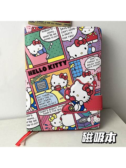 Hellokitty Notebook Portable Magnetic Buckle Notepad High-Quality Color Pages Student Notebook Diary
