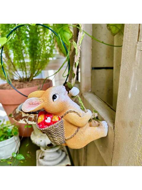 Cute climbing bunny pendant home decoration animal wall hanging outdoor courtyard balcony landscaping decorative pot hanging