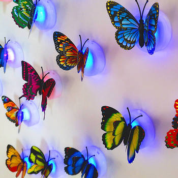 Glow-In-The-Dark Butterfly Stickers for Bedroom and Living Room Led Electronic Light-Emitting Self-Adhesive Background Wall Cute Romantic Christmas Scene Decoration