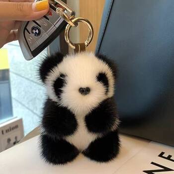 Cute and Beautiful Red Panda Imitation Mink Fur Pendant Car Keychain Plush Toy Doll Bag Pendant
