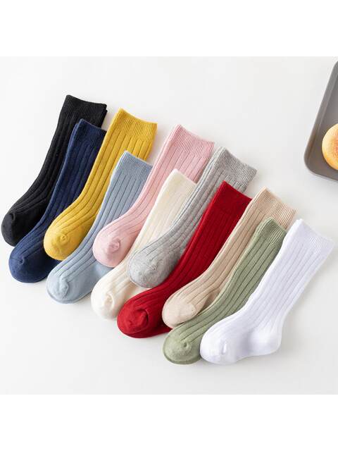 Baby socks spring and autumn new Spanish double-needle pit strips for men and women baby knee-length socks baby stockings 13 colors