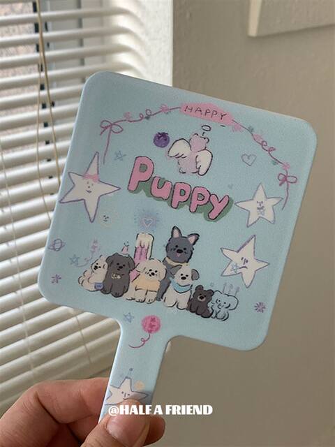 Retro ins Style Girly Cute Cartoon Animal Pocket Mirror Student Portable High-Value Handheld Makeup Mirror