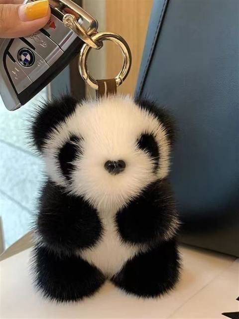 Cute and Beautiful Red Panda Imitation Mink Fur Pendant Car Keychain Plush Toy Doll Bag Pendant