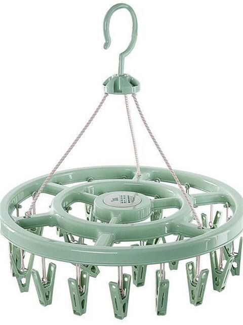 Adult Windproof Clothes Drying Rack with 32 Plastic Clips, Children's Sock Rack, Baby Household Multifunctional Drying Rack