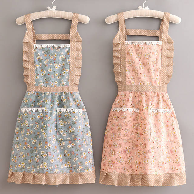 Apron with Sleeves Two-Piece Set Korean Style Lace Cooking Princess Style Breathable Fashionable Adult Work Clothes Summer 2023 New Style