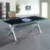 Tempered glass conference table Rectangular negotiation table Simple modern small meeting table Stainless steel foot table