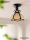 Japanese Wabi-Sabi Style Entrance Ceiling Light, French Retro Small Apartment Dining Room Petal Light, Vintage Hallway Balcony Light