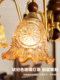 Solid Wood Vintage Living Room Chandelier, French Mid-Century Style, 2026 New Model, Amber Glass Lamp for Dining Room, Grand Hall Main Light