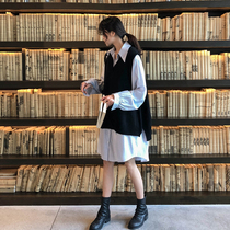 Pregnant women autumn dress two-piece skirt 2021 wear fashion vest size shirt dress maternity dress dress tide