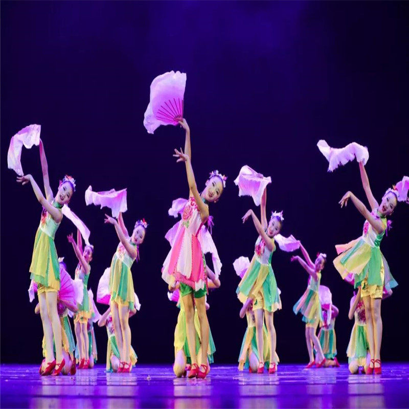 Xiaohe style butterfly flying children's folk dance costumes female flower drum lamp fan stage Yangko performance costume