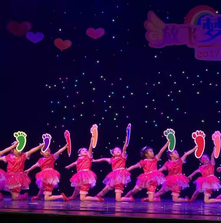 Kindergarten dance costumes happy little feet six one boys and girls children's day performance costume fluffy gauze skirt rose red