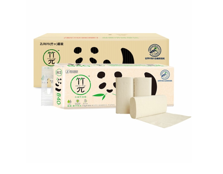 Heart printing color roll paper without bleaching bamboo pulp paper layer 70 grams of core toilet paper*12 capsules*3 full box