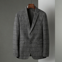 umber large size loose mens plaid casual suit with wool suit Wool coat single blazer