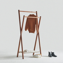 Sanchen black walnut full solid wood coat rack Nordic bedroom hanger modern simple floor Creative clothes shelf