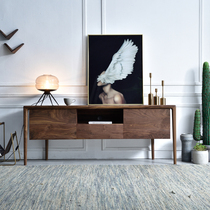 Sanchen black walnut Nordic floor cabinet modern simple small apartment living room TV cabinet tea table combination environmental protection furniture
