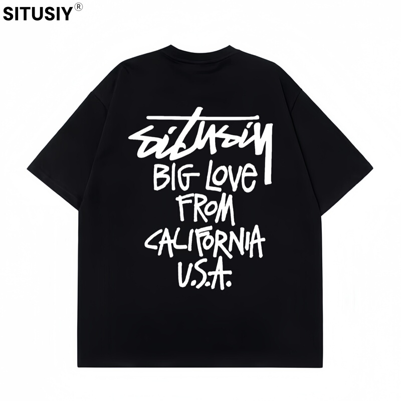 Situsiy Trendy Brand Short-Sleeved T-Shirt for Men Big Love Letter Graffiti Print Heavy Round Neck Half-Sleeve for Women Situsiy Trendy Brand Short-Sleeved T-Shirt for Men Big Love Letter Graffiti Print Heavy Round Neck Half-Sleeve for Women