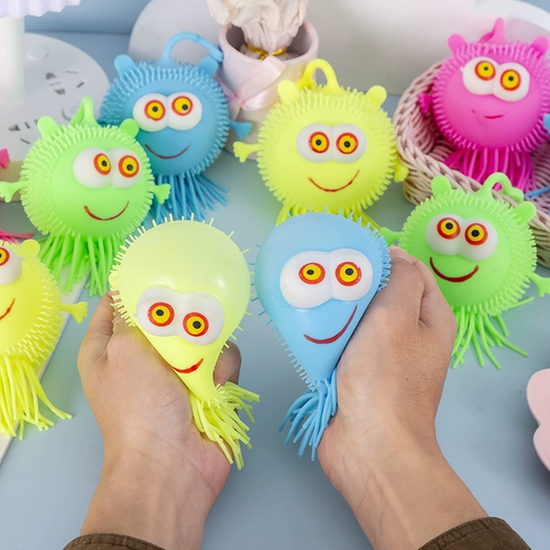 Разноцветный фугу мяч, мигающий светящийся шар, игрушка для прыжков, осьминог, антистресс