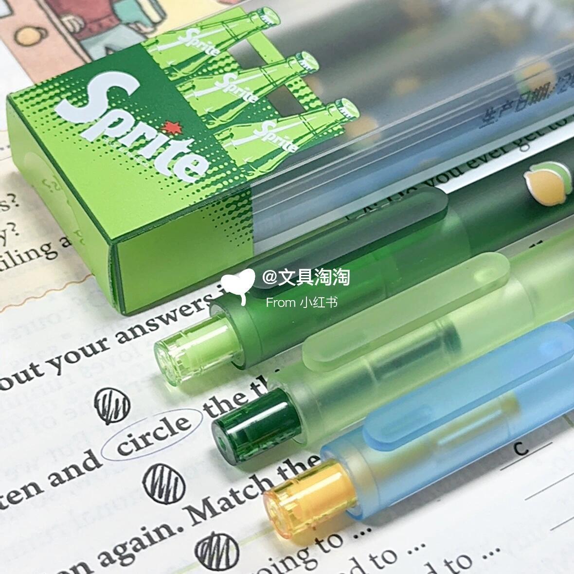 【正版联名】KACO雪碧按动中性笔高颜值速干顺滑书源按动式黑笔