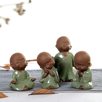 Chenxiang Q version of small monk tea pet ornaments Ru kiln kiln boutique ceramic tea pet tea play tea set decoration