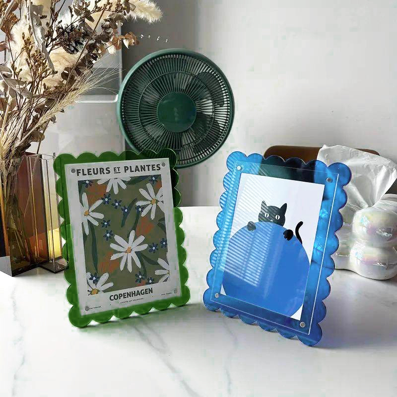 Cross-Border Acrylic Photo Frame Amazon New Product Fan-Shaped Lace Photo Frame Magnetic Creative Refrigerator Magnet