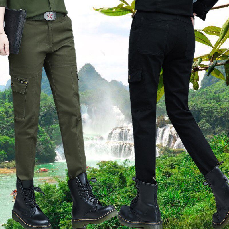 Outdoor Military Green Pants Women Multiple Pockets Workwear Pants Fit Slim 2021 Fall Female Mountaineering Sports Camouflay Pants Long Pants