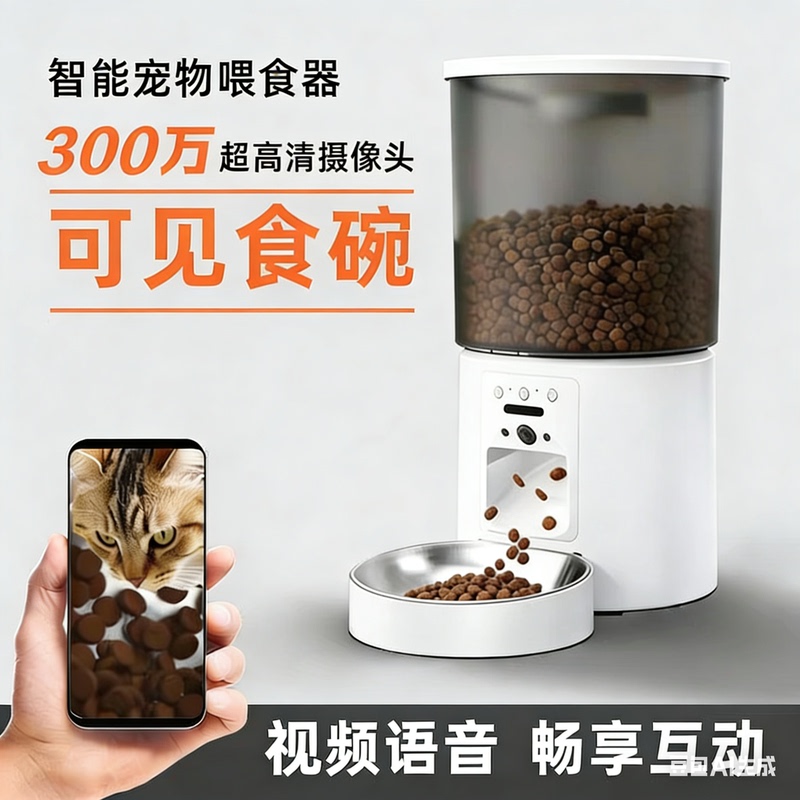 Smart Pet Automatic Feeder with Timed and Quantitative Feeding for Cats and Dogs, Wifi Video Call, Remote Control Feeder