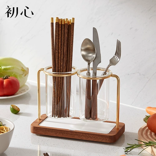 初心 Система хранения из сандалового дерева, палочки для еды, коробка для хранения для домашнего использования, ложка, прозрачная сушилка