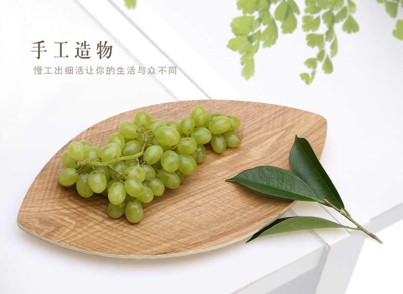 Bắt đầu thời trang hiện đại sáng tạo rắn trái cây gỗ bát sáng tạo hình dạng lá bát trái cây kẹo dưa hộp trái cây đĩa khô hộp trái cây đũa mun