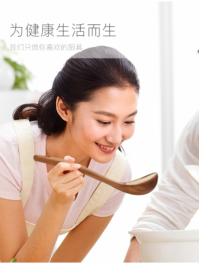 Trái tim bắt đầu bạch đàn không sơn tự nhiên muỗng gỗ dài tay cầm cháo thìa lớn tay cầm dài muỗng gỗ dụng cụ nhà bếp chảo vuông