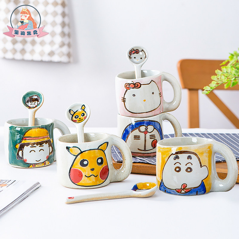 Seal of the Seal Welcome Day Style Cartoon Creative Ceramic Mark Cup With Spoon Personality Cute Coffee Cup Sub Water Cup Breakfast Cup