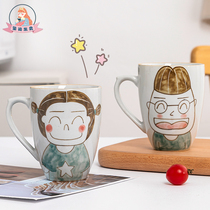 The Seal is happy to see creative hand-painted ceramic lovers Marks Cup cute cartoon coffee cup water cup home breakfast mug