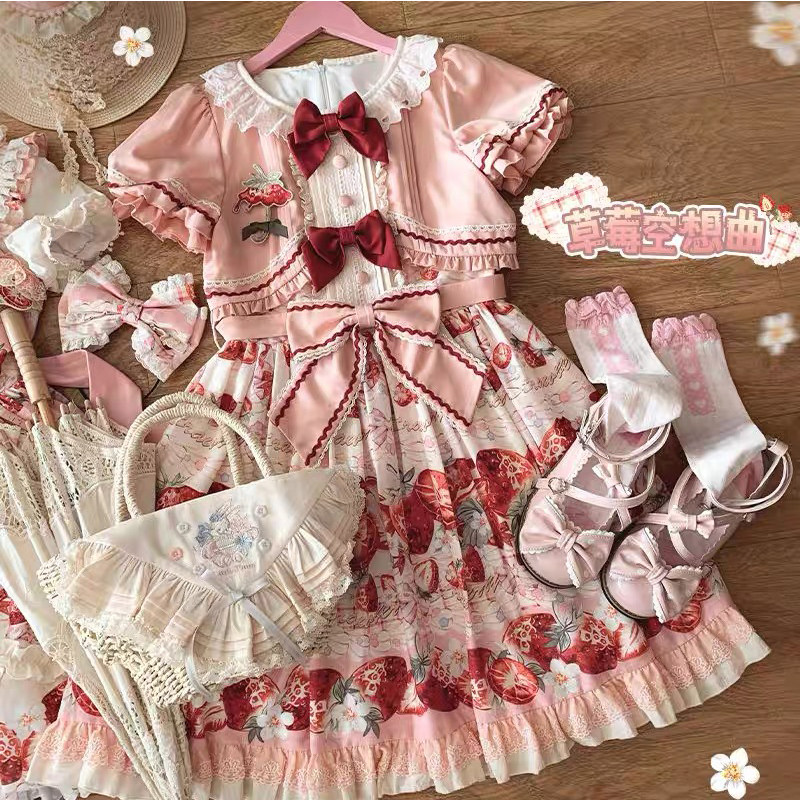 草莓空想曲Lolita连衣裙,甜系少女的复古幻想_lolita洛丽塔连衣裙_淘宝游戏网