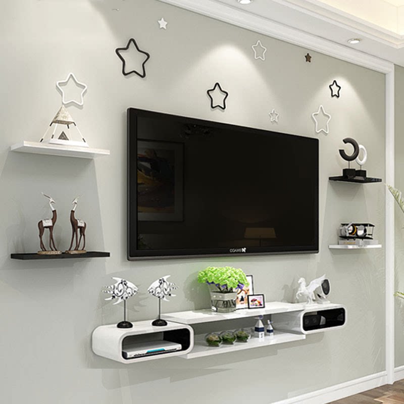 Small TV Cabinet Composition Living Room Wall Cabinet Plaid Wall-mounted Hanging Cabinet Containing Hanging Wall Upper Wall Hanging Wall Type Shelf Partition