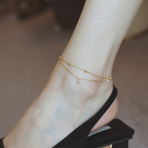 Crystal ball foot chain women 18K gold double layer gas quality light luxury superior 2023 new sexy minimalist personality foot chain