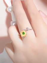 Daisy ring female fashion personality light luxury small flower Net red sterling silver opening adjustable size silver simple versatile