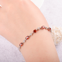 Red Garnet Bracelet Female 2020 New Natural Wine Princess Hand Strings Light Luxury Silver Bracelet Korean Simple