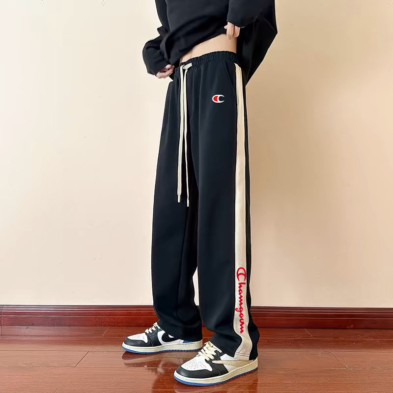 Japanese Version Champion Brand Women's Sweatpants Spring New Loose High-Waisted Double Embroidery Sports Color-Blocking Wide-Leg Long Pants Japanese Version Champion Brand Women's Sweatpants Spring New Loose High-Waisted Double Embroidery Sports Color-Blocking Wide-Leg Long Pants