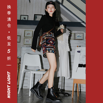 Skirt womens spring and autumn new anti-light bag hip skirt slim slim a-line short skirt high waist vintage pattern skirt