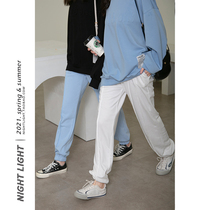 Kharen Pants Woman Tight Waist High Waist Bunches Pants 2021 Spring Autumn Small Feet Pure Cotton Casual Pants Trousers Long Pants Sports Pants